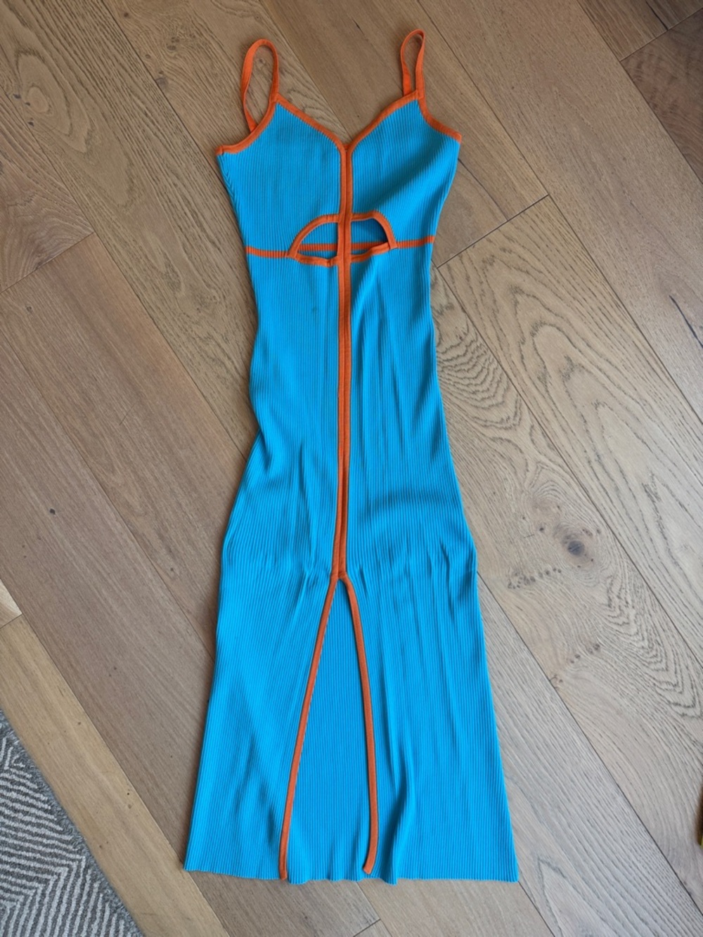 Anthropologie Turquoise Midi Dress with Orange Trim